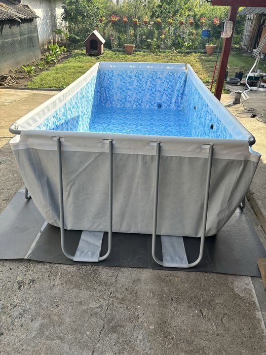 Piscina cu cadru metalic Bestway+prelată+soluții curățare apă