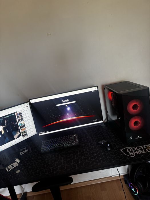 Setup Gaming Complet: Ryzen 7 7700X | RTX 3080 10GB | 32GB DDR5 | 2 Monitoare 165Hz | Birou + Scaun
