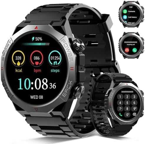 Нов Военен здрав смарт часовник с разговори 1.39" HD, IP68, 110 спорта