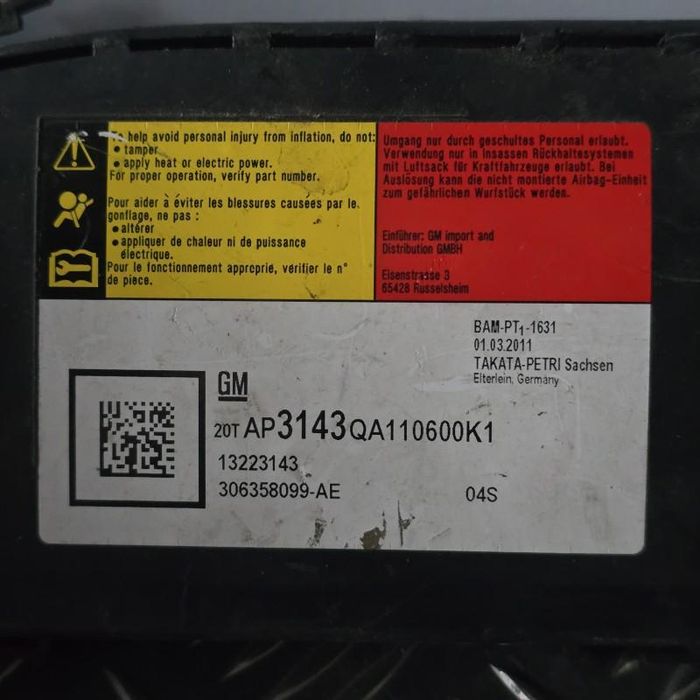 Airbag scaun dreapta fata Opel Insignia A facelift