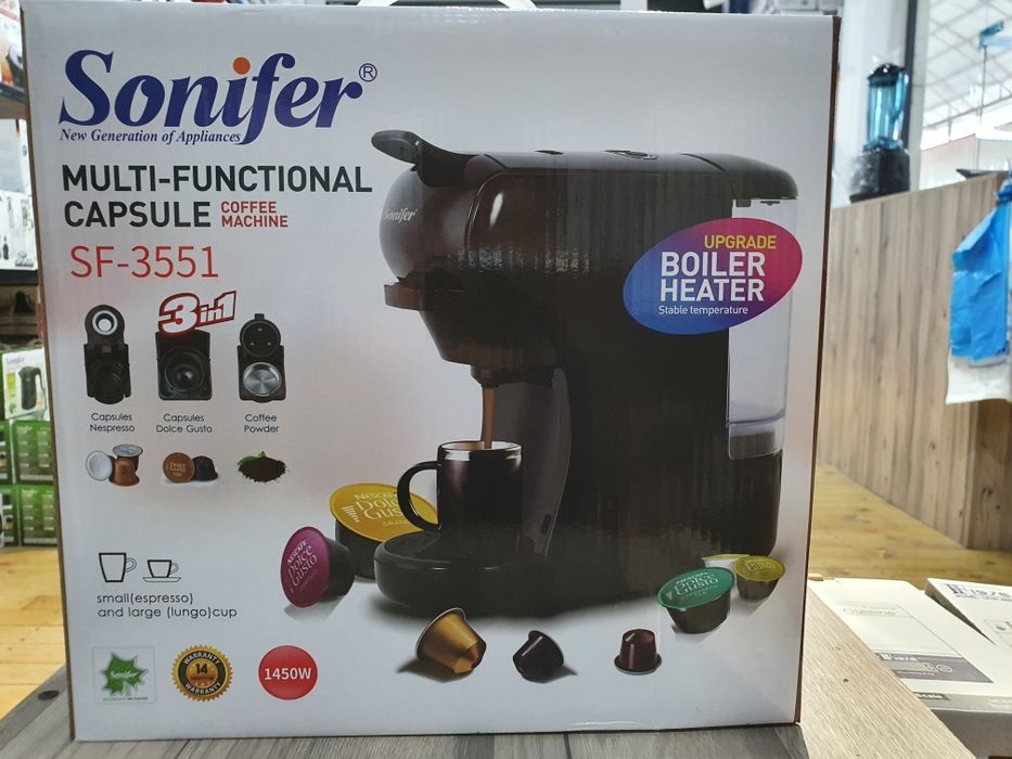 Кофемашина Sonifer 3в1 SF-3547 Nespresso, Dolce Gusto, Ground Coffee