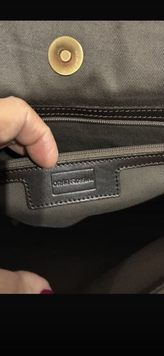 Geanta de mana , Carla Rossini, din piele naturala si textil matlasat