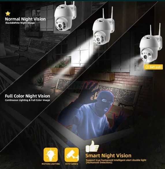 Безжична IP Камера с нощно виждане, FULL HD, Водоустойчива, 5 MP