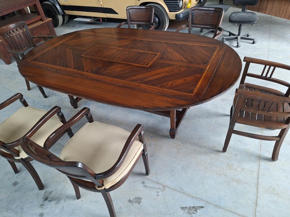 Голяма трапезна Дъбова маса със 6 стола