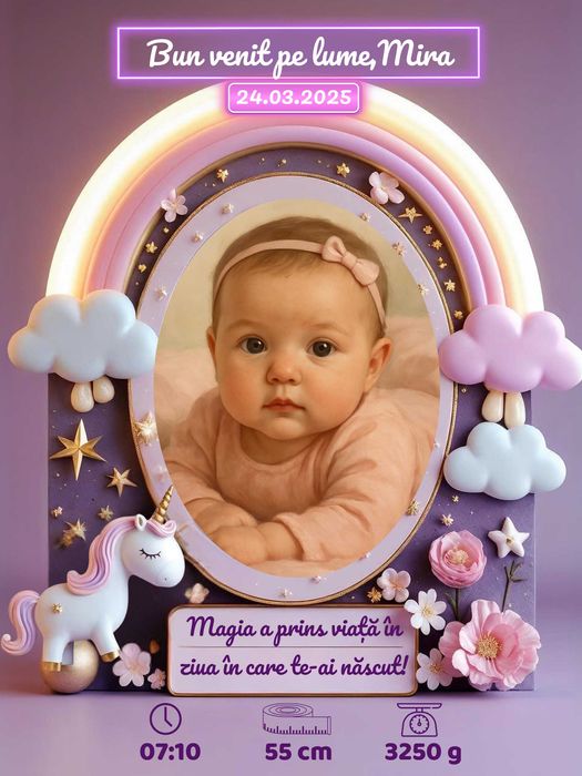 Tablou Personalizat Bebelusi - Nou Nascut - Baby Girl / Baby Boy