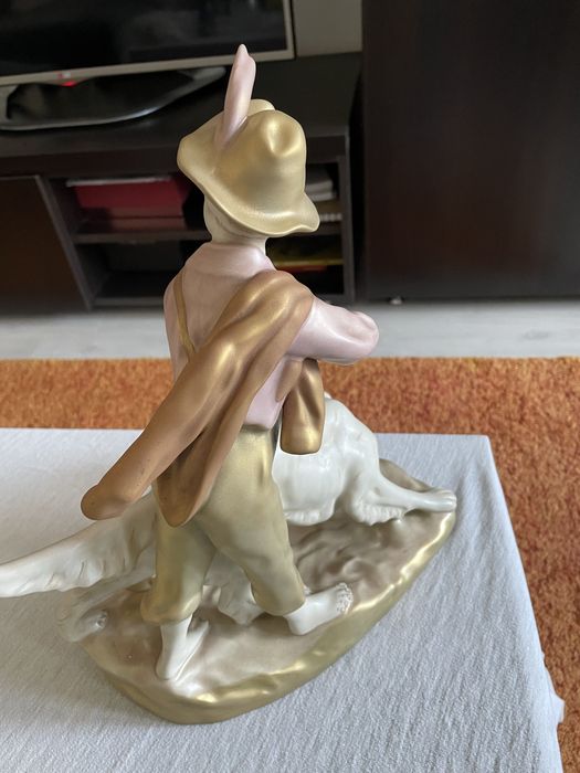 Statuie portelan italy nou adolescent  cu caine