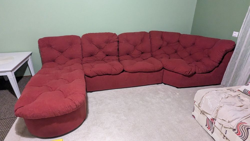 Colțar modular cu perne detașabile roșu bordo