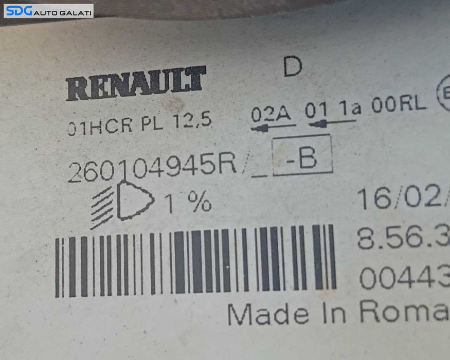 Far Dreapta Halogen Dacia Logan 2 Facelift 2016 - 2020 Cod 260104945R [A0760]