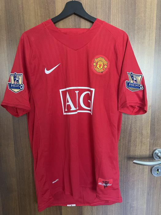 Оригинална ретро фланелка Manchester United (AIG) – С етикет от търг в Барселона! (Размер M/L)