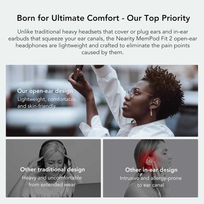 NEARITY MemPod Fit 2 Bluetooth слушалки с отворен уши с калъф