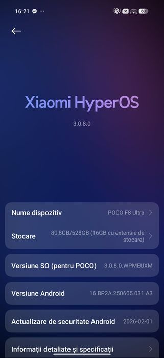 Telefon POCO F8 Ultra 16 GB RAM/ 512 GB