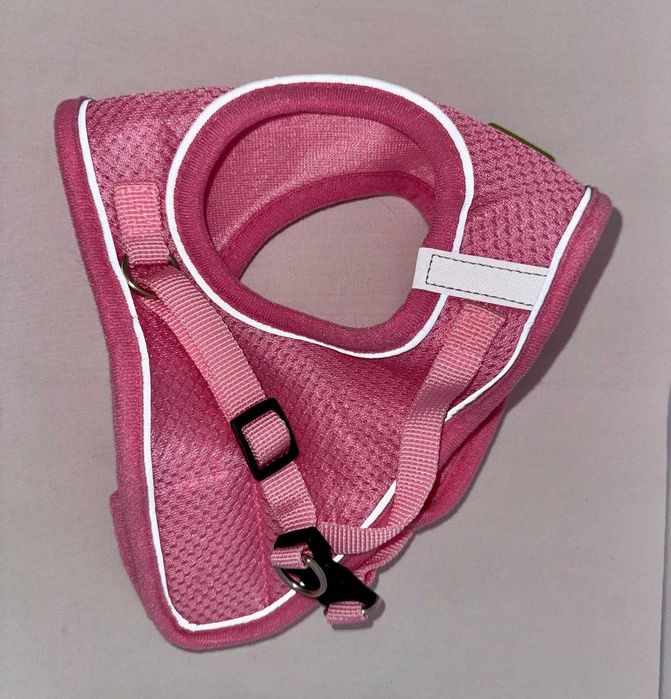 Set ham si lesa pentru caini, vesta reflectorizanta ajustabila, roz,L