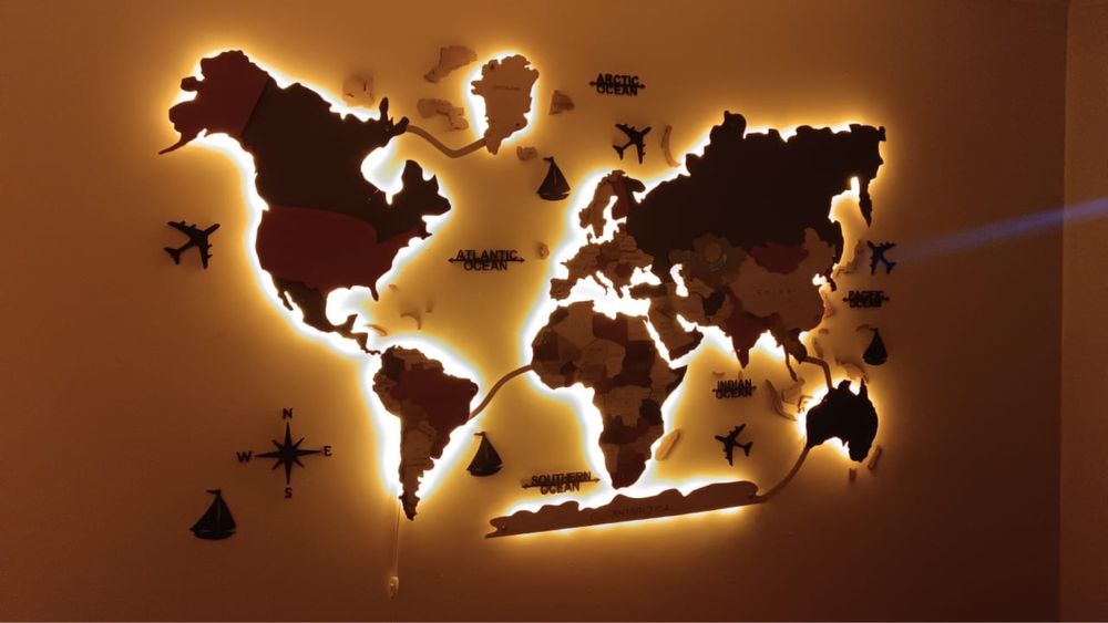 Карта мира интерьерная