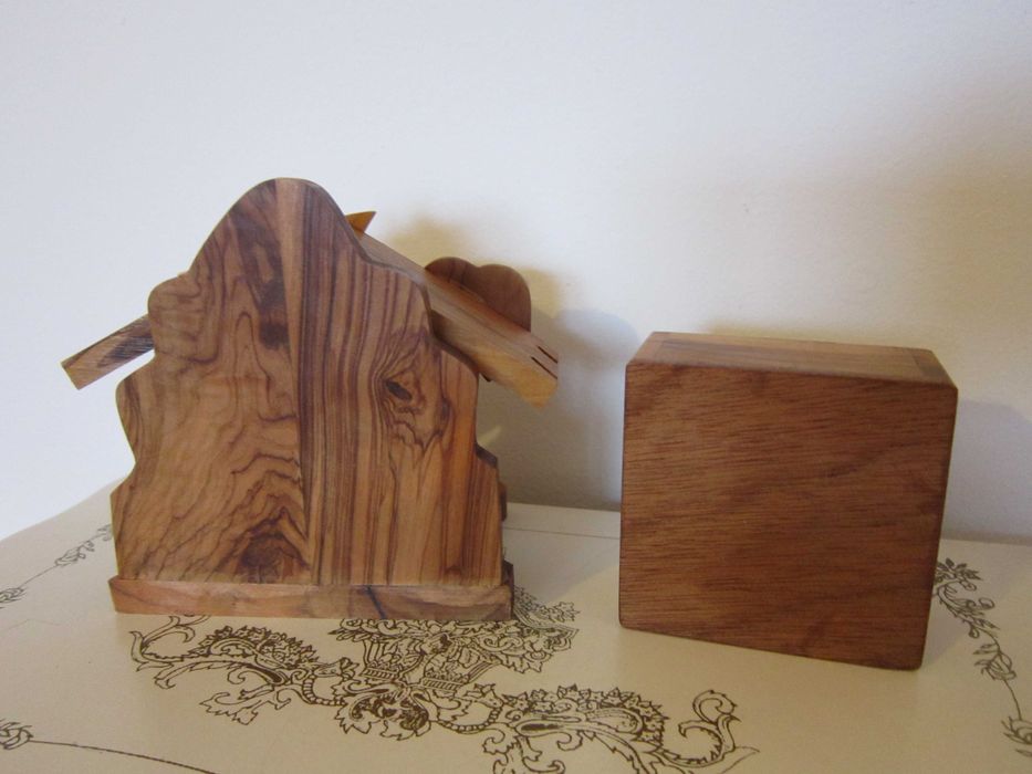 Craciun cadou rar Ierusalim 1980 Scena Nasterii + cutie lemn maslin