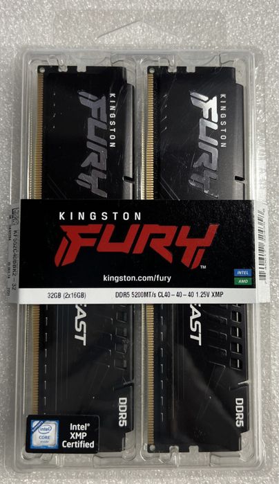 DDR-5 DIMM 32Gb/5200MHz PC41600 Kingston Fury Beast,2x16gb Kit