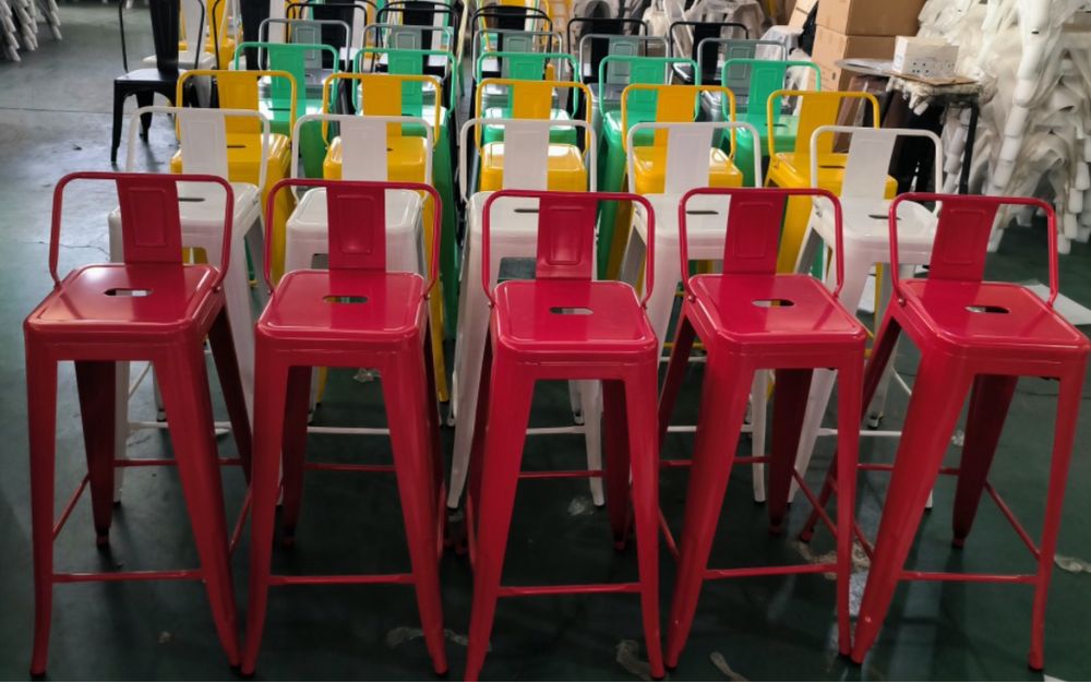 Бял Метален Бар Стол с 2г гаранция и доставка до Еконт