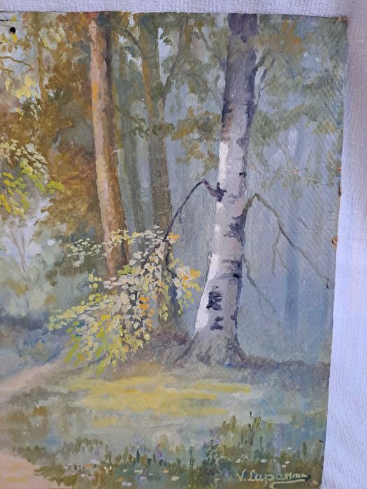 tablou vechi pictura pe pfl 43/33,5 cm semnat