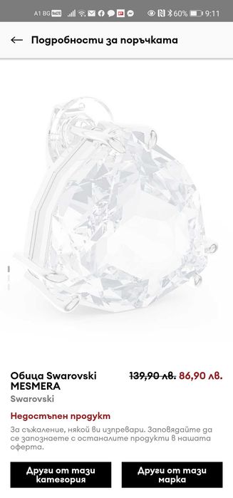 Swarovski обеца - НОВА
