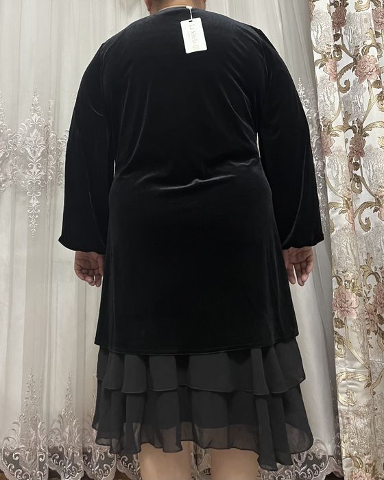 Турецкая черная платья. Нарядная. Комбинированный . Материал веллюровы