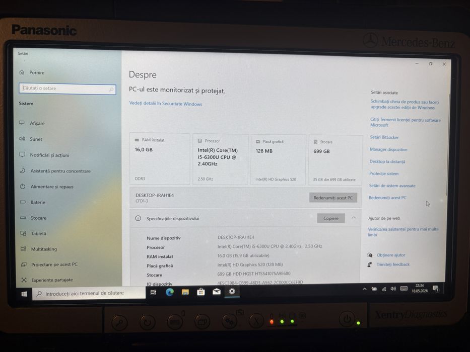 Panasonic Toughbook CF-D1 MK3 touchscreen diagnoză auto