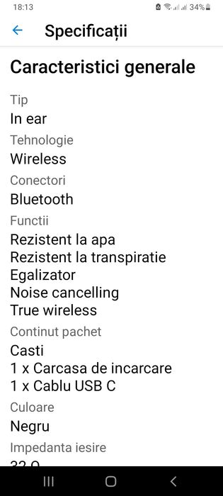 Căști Skullcandy Indy ANC In-Ear,Noise Canceling, Black