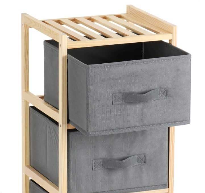 Дървена етажерка рафт/ стелаж на 3 нива с чекмеджета