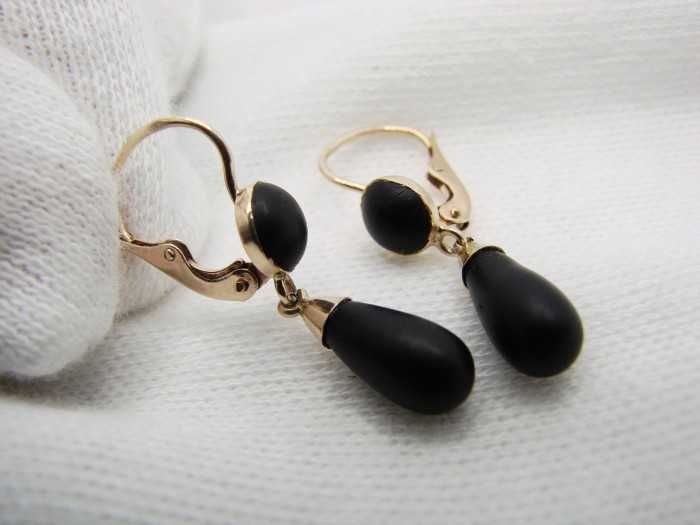 Cercei Aur 14K Cu Piatra Vulcanica