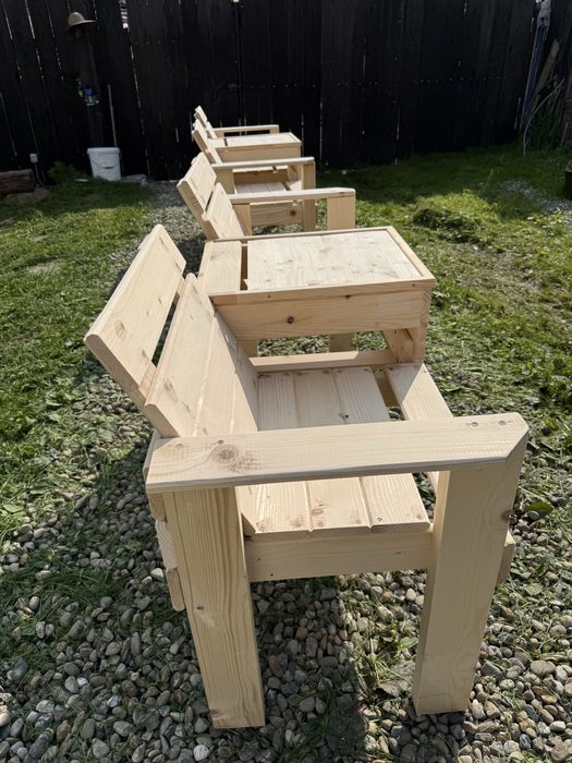 Banca de gradina din lemn cu masa incorporata | Terasa, foisor, curte