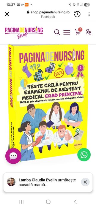 Vand carte pentru pregătire examen principal asistent medical .