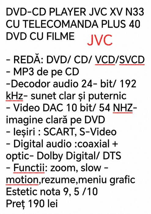 Dvd cd player JVC
