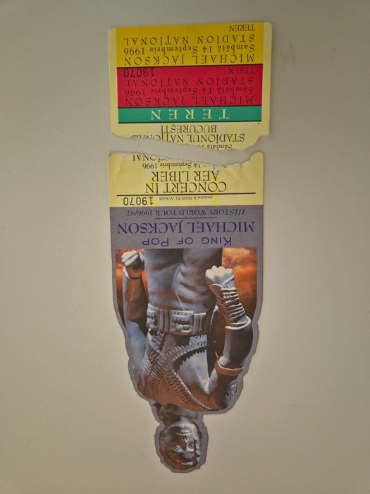 Bilet original Michael Jackson HIStory World Tour Bucuresti 1996, piesa de colectie