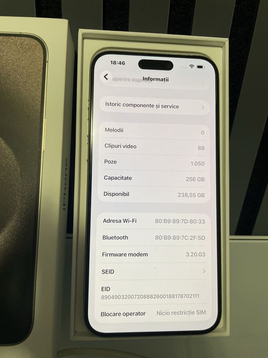 Iphone 15 Pro Max / Baterie 91 % / 256 Gb Ca Nou