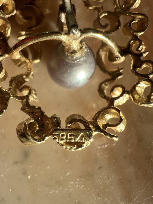 Pandant aur 14 kt, briliant & perla naturala Tahiti