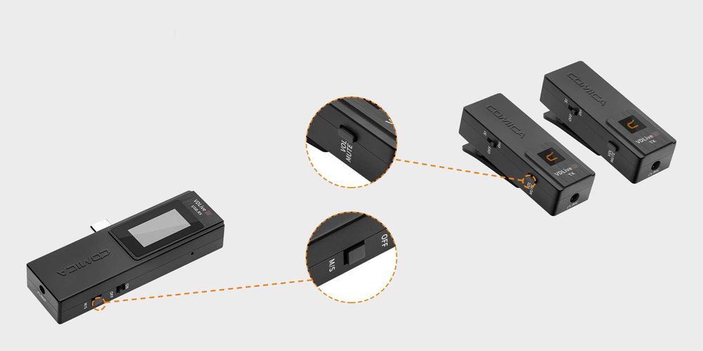 Microfon dual tip lavaliera USB C,CoMica VD life 10,2,4G,negru,sigilat