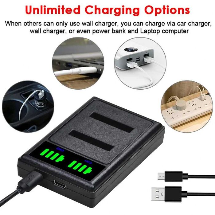 Set 2 acumulatori EN-EL10 Li-40B Li-42B NP-45 + incarcator Nikon Fuji