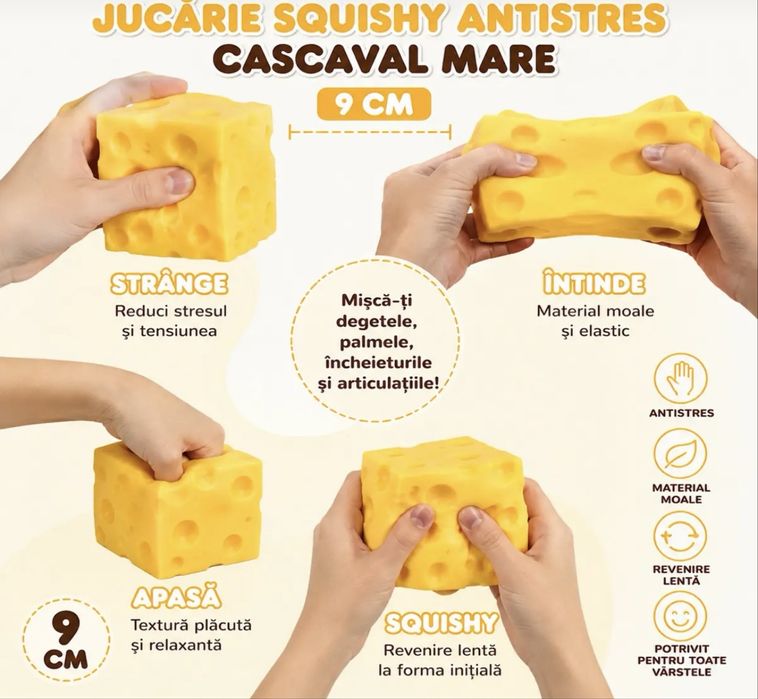 Jucarie squishy cheese