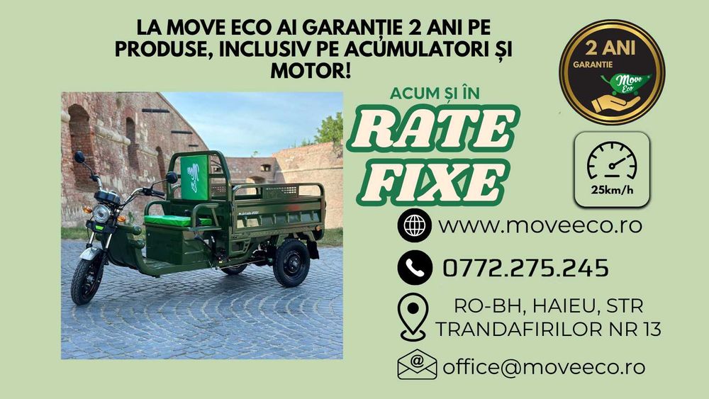 Triciclu electric 25KM/H cu 2Ani garantie inclusiv la Baterii si Motor