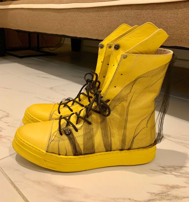 Жълти обувки от Естествена кожа/Дамски боти