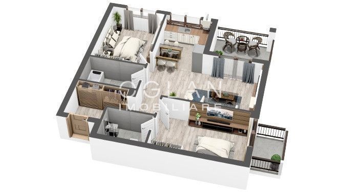 Apartament 3 camere cu terasa si gradina 42 mp, zona Brana 0%Comision