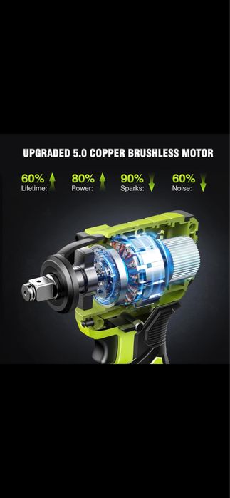 Акумулаторен Безчетков ударен Гайковерт RobusTrue 800Nm 2800об. 2х 4Ah