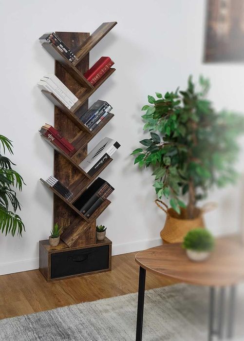 Рафт секция, библиотека дърво за книги 9 нива с чекмедже,избор на цвят