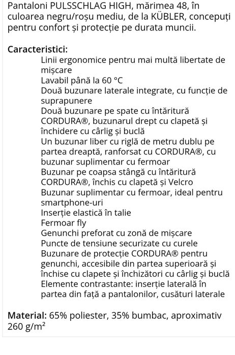Kubler pantaloni de lucru