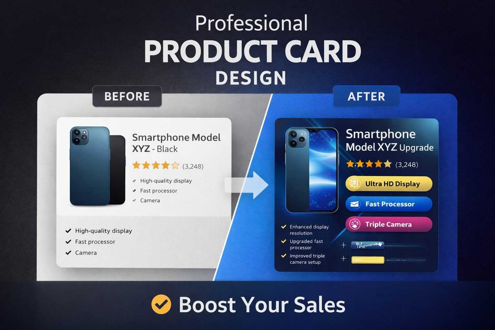 Я делаю карточки товара для Узум и др. опыт имеется даже с анимацией