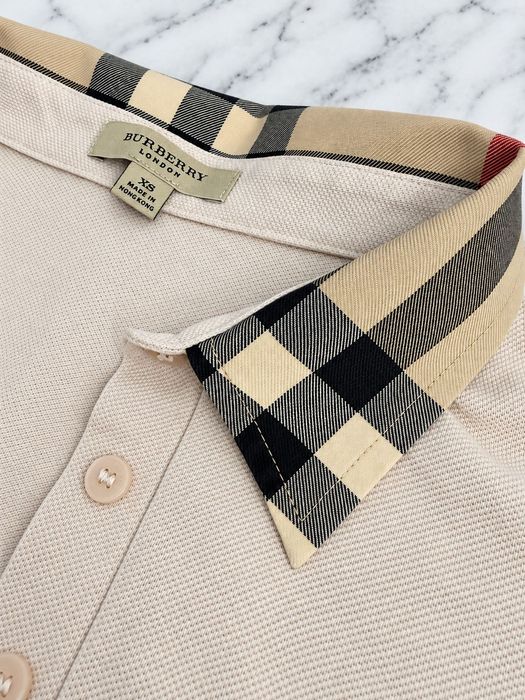 Bluza Burberry damă roz pal, mânecă lungă, guler check
