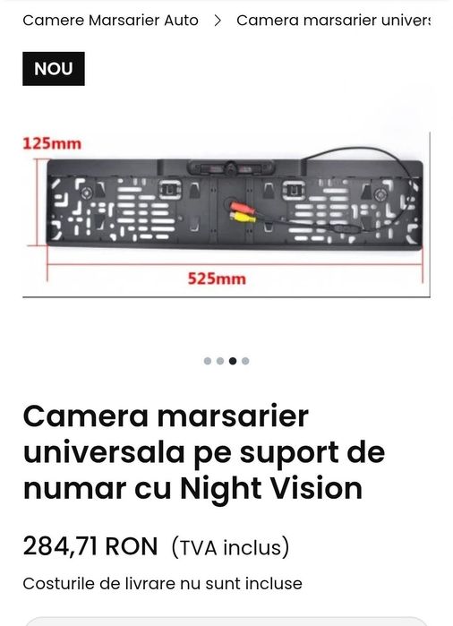 Camera de mers inapoi  cu suport număr inmatriculare ci infraroșu