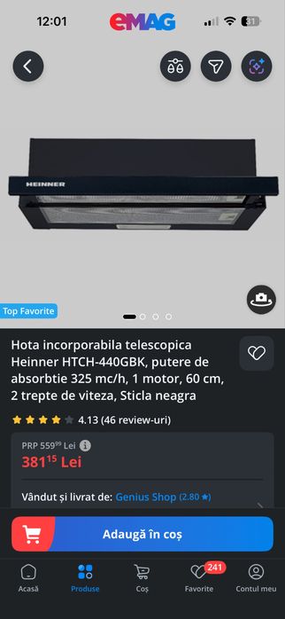 De vanzare hota incorporabila/telescopica