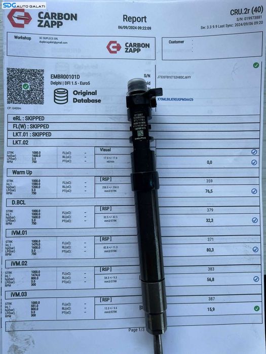Injector Injectoare Verificat pe Banc cu Fisa Peugeot 807 2.0 HDI 2006 - 2014 Cod 9686191080 [B3267]