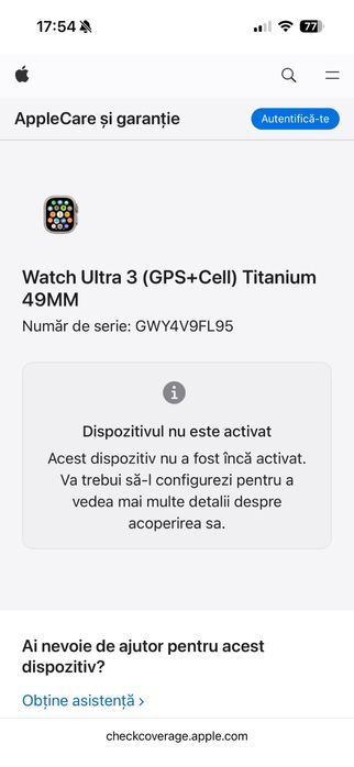 Apple Watch Ultra 3 GPS + Cellular 49mm Black Titanium cu Ocean Band