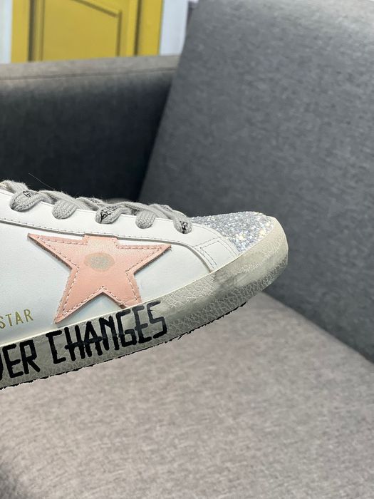 Golden Goose V-Star Pink glitter star / Metallic heel tab