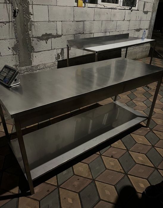 Masa inox cu polita din tabla si din bara